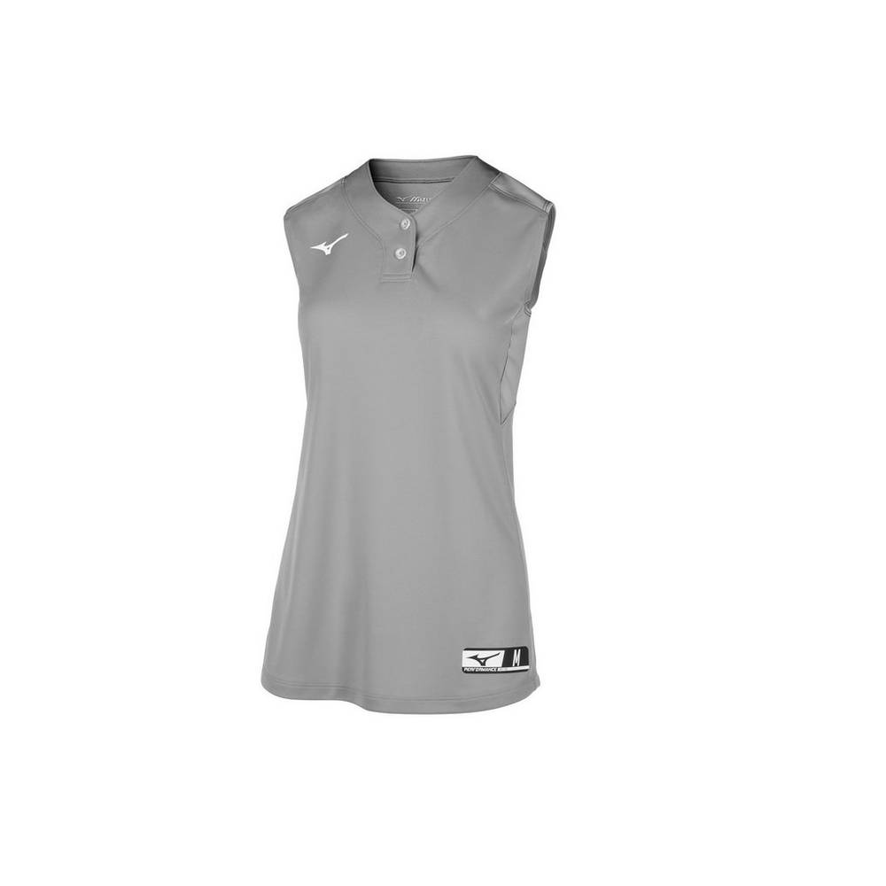 Mizuno Women's Aerolite 2-Button Sleeveless Softball Jersey Grey (350721-RAJ)